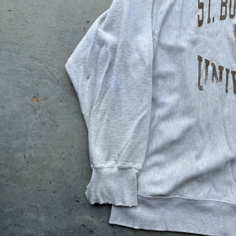 Champion Reverse Weave St Bonaventure University Sweatshirt Gray Distressed 2XL - Picture 5 of 8